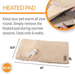 K&H Pet Prodcuts Tan Heated Pet Mat 12.5 in. W X 25 in. L