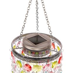 Glitzhome 18.75 in. H X 5.5 in. L Multicolored Acrylic/Iron Solar Lighted Hanging Decor