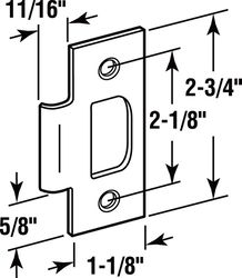 Prime-Line 2.75 in. H X 0.38 in. L Brass T- Strike