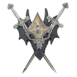 Dragon Crest 9.5 in. H X 8.625 in. L Silver Poly Resin Dagger Crest