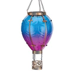 Regal Art & Gift Blue/Pink Glass/Metal 15 in. H X 5 in. L X 5 in. W Hot Air Balloon Lantern