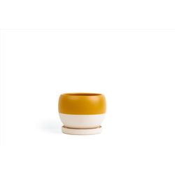 Momma Pots Gemstone Bolle 8 in. W Porcelain Planter Top Half Mustard