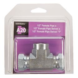 Apache Steel 1/2 in. D X 1/2 in. D T-Hydraulic Adapter 1 pk