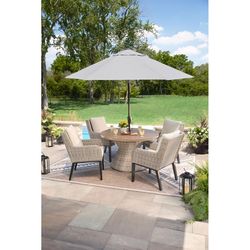 Living Accents Dayton 5 pc Greige Steel Dining Set White