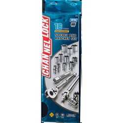 Channellock Dyna Drive 1/2 in. drive Metric 6 Point Socket and Ratchet Set 16 pc