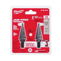 Milwaukee No. 4 Black Oxide Step Drill Bit Set 3-Flat Shank 2 pk