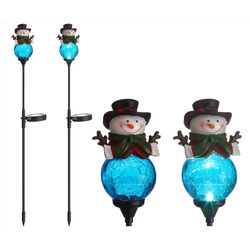 Celebrations Solar White Snowman 30 in. Pathway Decor