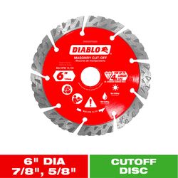 Diablo 6 in. D X 7/8 in. X .094 in. thick Diamond Segmented Turbo Masonry Cut-Off Disc