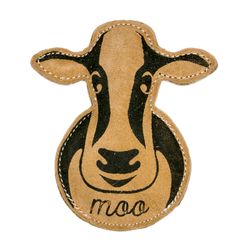 Territory For Dog Black/Natural Leather Cow Squeak Dog Toy All Pet Sizes 1