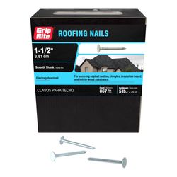 Grip-Rite No. 11 1-1/2 in. Roofing Electro-Galvanized Steel Nail Full Round Head 5 lb