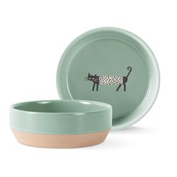 Pet Shop by Fringe Studio Green Oliver the Cat Ceramic Small Pet Bowl