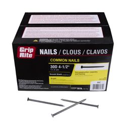 Grip-Rite 30D 4-1/2 in. Common Bright Steel Nail Flat Head 50 lb