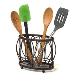 Spectrum Leaf 8 in. W X 6-1/2 in. H Bronze Utensil Holder