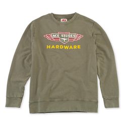 Ace Vintage Threads XXL Long Sleeve Unisex Crew Neck Sweatshirt Olive