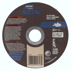 Norton 4 in. D X 7/8 in. X 0.040 in. thick Aluminum Oxide Cut-Off Wheel 1 pc