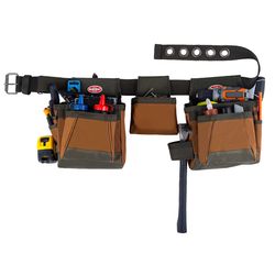 Bucket Boss 11 pocket Polyester Comfort Lift Rig Tool Belt Brown 52 in.