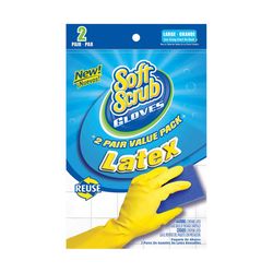 Soft Scrub Latex Cleaning Gloves L Yellow 2 pair