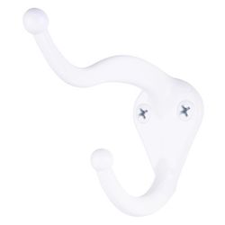 Ace 3 in. L Galvanized White Metal Small Coat and Hat Hook 2 pk