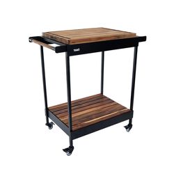 TeakHaus 32 in. L X 19 in. W X 35 in. Teak Wood Cutting Board Cart