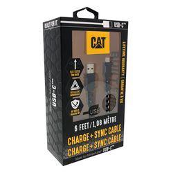 CAT USB Charge and Sync Cable 6 ft. Black/White
