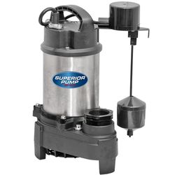 Superior Pump 3/4 HP 4800 gph Stainless Steel Vertical Float Switch AC Submersible Sump Pump 10 ft³
