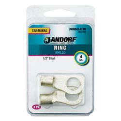 Jandorf 4 Ga. Uninsulated Wire Ring Terminal Silver 2 pk