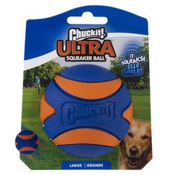 Chuckit! For Dog Blue/Orange Synthetic Rubber Round Squeaker Ball Dog Toy Large 1 pk