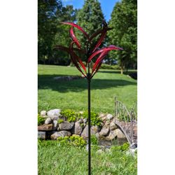 Marshall Home and Garden Red Metal 84 in. H X 27 in. W Garden Stake Spinner