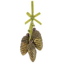 Good Tidings Gold Pinecone Ornament 7 in.