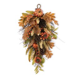Glitzhome 27 in. Fall Pumpkin Leaf Swag Wreath