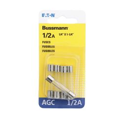 Bussmann 0.5 amps Fast Acting Glass Fuse 5 pk