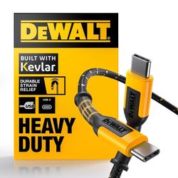 DeWalt Type C to Type C Cable 4 ft. Black/Yellow