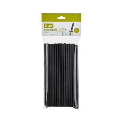 True Black Plastic Cocktail Straws