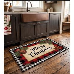 Briarwood Lane 22 in. W X 10 in. L Multi-Color Farmhouse Merry Christmas Polyester Door Mat