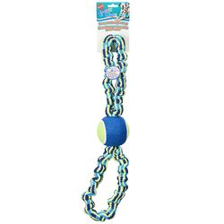 Spot Colorful Ropes For Dog Blue/Green Rope with Tennis Ball Dog Toy Extra Large 1 pk