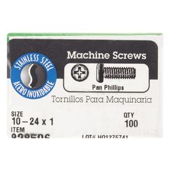 HILLMAN No. 10-24 Ga. X 1 in. L Phillips Flat Head Stainless Steel Machine Screws 100 pk