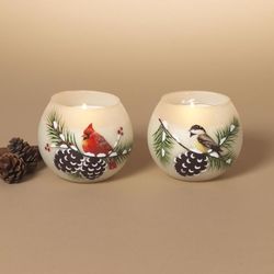 Gerson Winter Bird Design Glass Jar Wax Candles