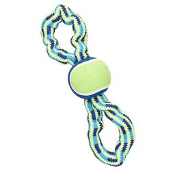 Spot Colorful Ropes For Dog Blue/Green Rope with Tennis Ball Dog Toy Medium 1 pk