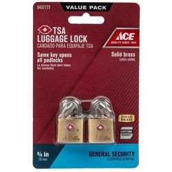Ace 7/8 in. H X 7/8 in. W X 3/8 in. L Brass Single Locking Luggage Lock