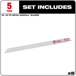 Milwaukee Sawzall 12 in. Bi-Metal Double Duty Upgrade Reciprocating Saw Blade 18 TPI 5 pk
