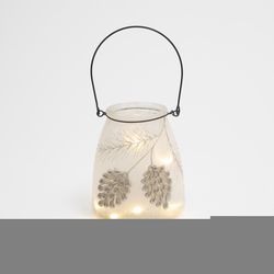 Gerson Frosted Glass Pinecone Lantern 5.9 in.
