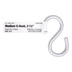 Hampton Medium Zinc-Plated Silver Steel 2.125 in. L S-Hook 55 lb 1 pk