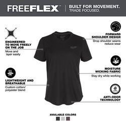 Milwaukee Freeflex XL Short Sleeve Women's Round Neck Black Tee Shirt