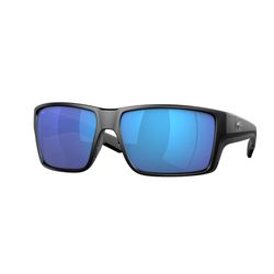 Costa Reefton Pro Sunglasses Men's Matte Black Frame Blue Mirror 580G Lens Polarized