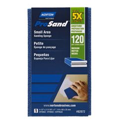 Norton ProSand 4.5 in. L X 2.69 in. W X 1 in. 120 Grit Medium Small Area Sanding Sponge