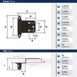 Amerock 2 in. W X 2-3/4 in. L Oil Rubbed Bronze Steel Self-Closing Hinge 2 pk