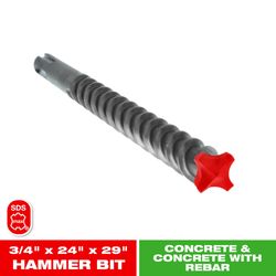 Diablo Rebar Demon 3/4 in. X 29 in. L Carbide 4 Cutter Hammer Drill Bit SDS-Max Shank 1 pk