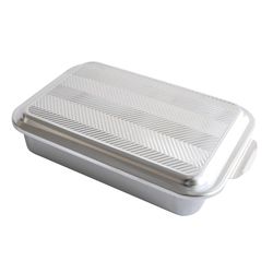 Nordic Ware Prism Classic 10 in. W X 16 in. L Cake Pan w/Lid Silver 2 pc