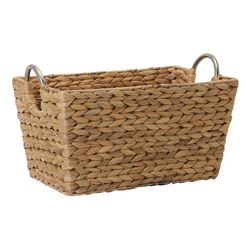 Zenna Home 14 in. L X 9 in. W X 7.5 in. H Beige/Brown Woven Basket