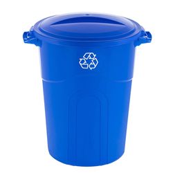 United Solutions 32 gal Blue Plastic Garbage Can Lid Included